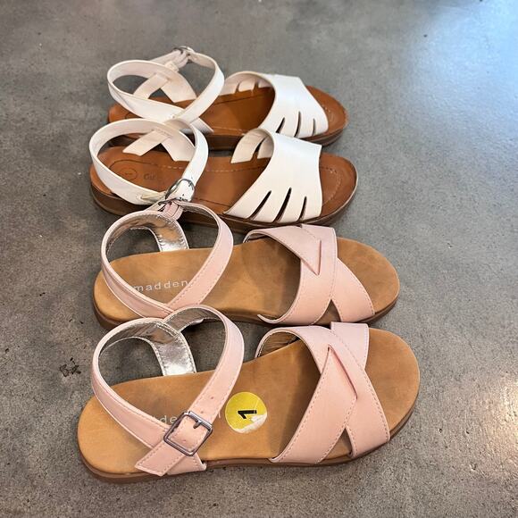 Madden Girl blush pink leather Cat Jack White sandals youth girl 1 shoes bundle - Picture 3 of 5